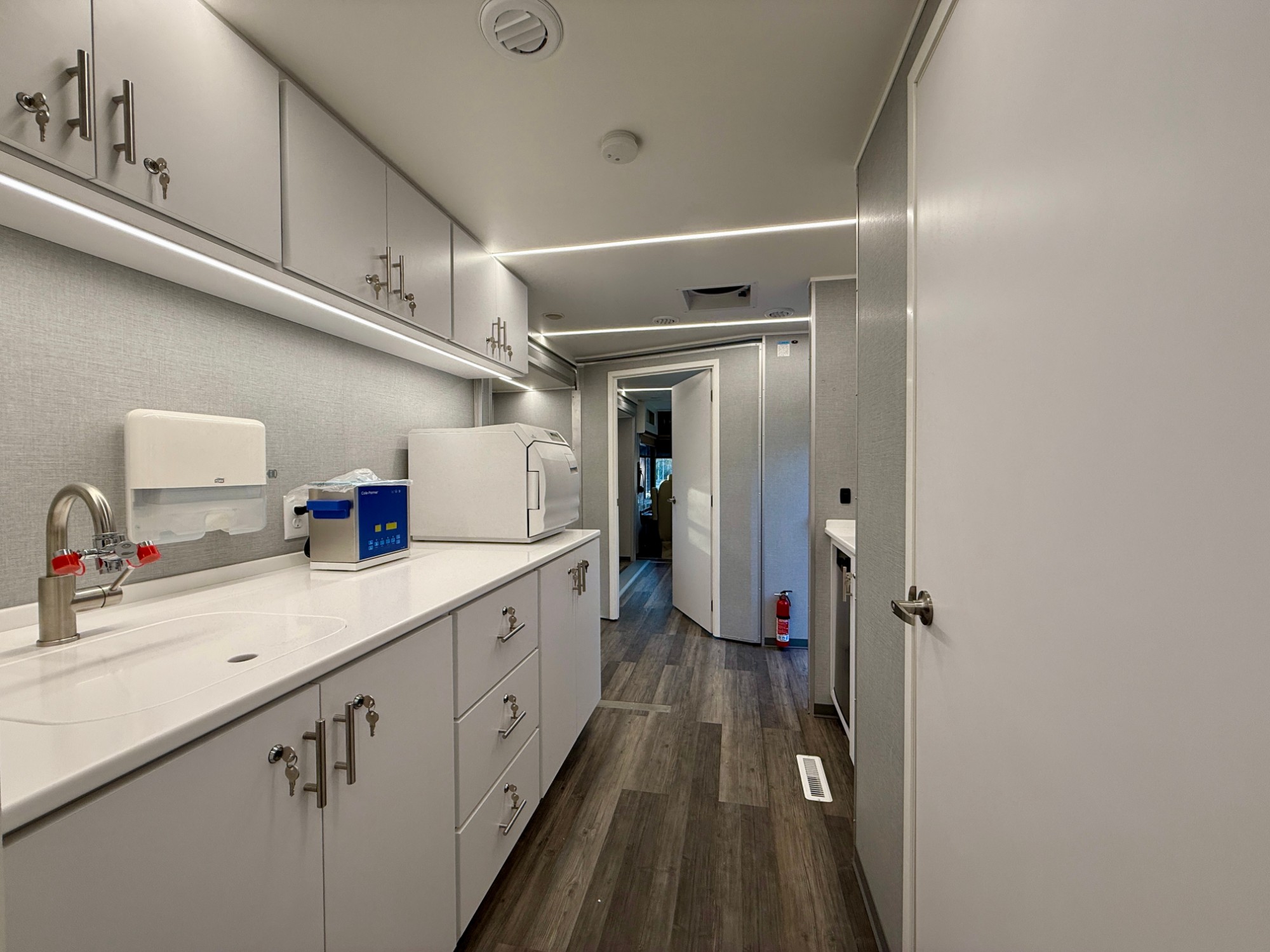 Sterilization run with autoclave, ultrasonic cleaner, and scrub sink