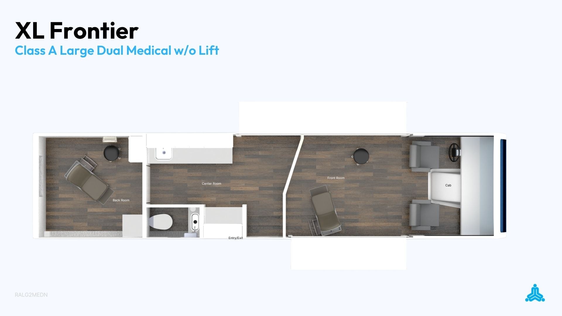 XL Frontier top-view floor plan, Class A Large Dual Medical
