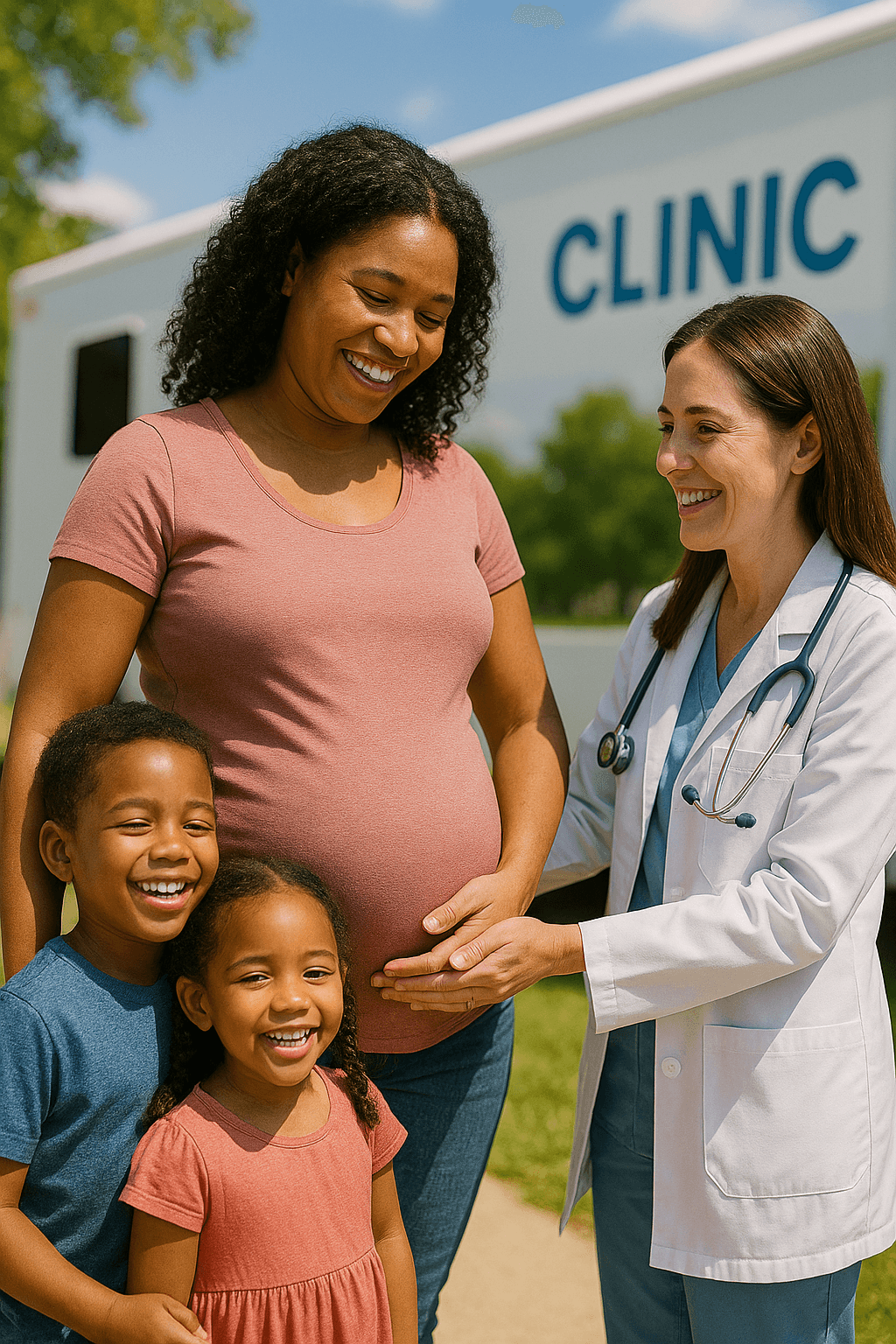 Mobile maternal care clinic serving expectant mothers in a community setting