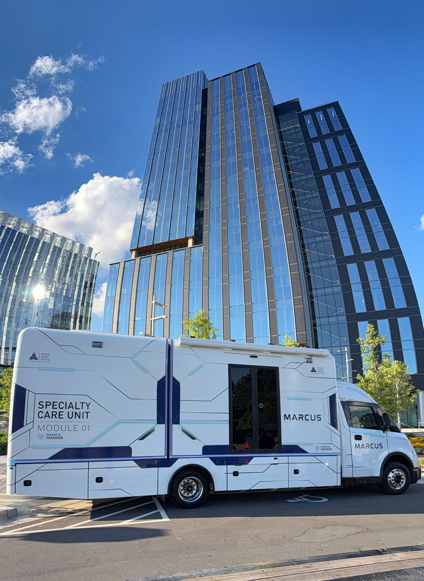 MARCUS specialty care unit parked outside the CancerX venue